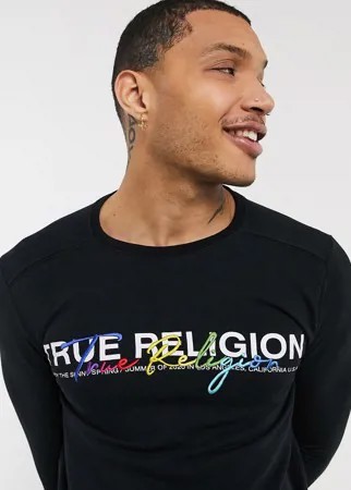 Черный свитшот с вышитым логотипом True Religion