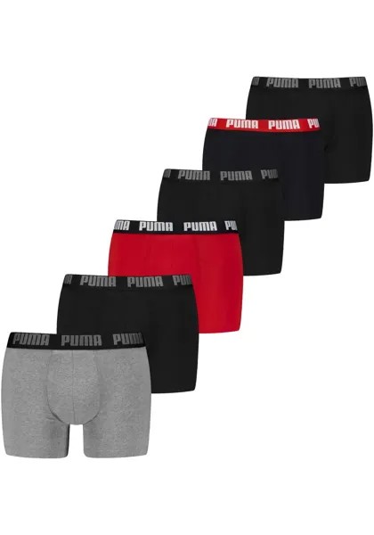 Боксеры PUMA (6 шт. в упаковке), с эластичным поясом с логотипом, цвет Grey-Bunt