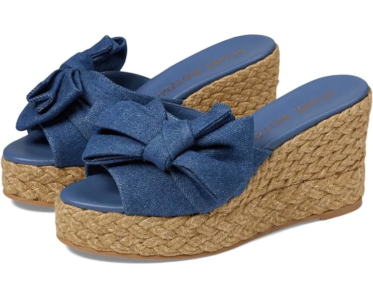 Туфли Stuart Weitzman Loveknot Espadrille Wedge Slide, цвет Indigo/Natural