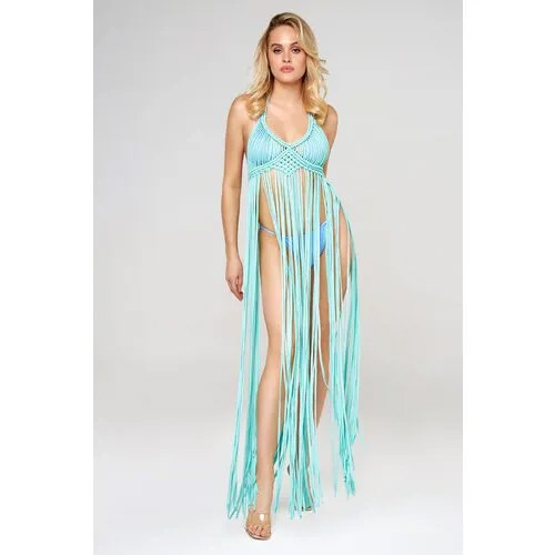 Платье сетка макраме женское летнее в стиле бохо пляжное с бахромой для пляжа, летняя пляжная одежда в стиле бохо женская для отдыха на море для пляжа
