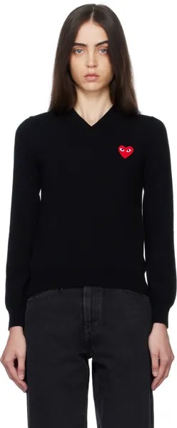 Черно-красный свитер с сердечками Comme des Garçons