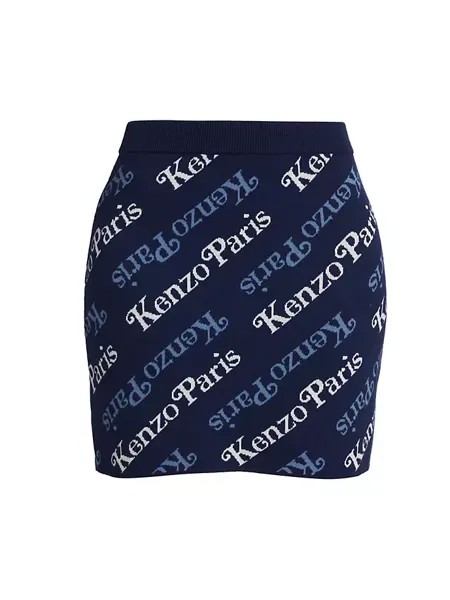 Мини-юбка из хлопка и шерсти с логотипом Kenzo x Verdy Kenzo, синий