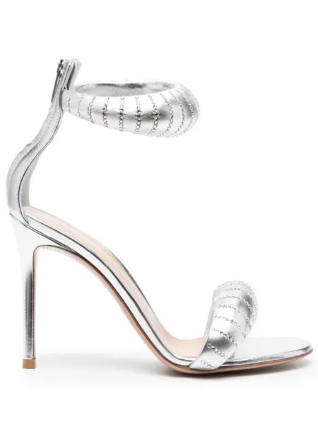 Gianvito Rossi босоножки с кристаллами и эффектом металлик, серебристый
