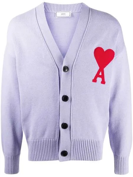 AMI Paris кардиган оверсайз вязки интарсия с монограммой Ami de Coeur