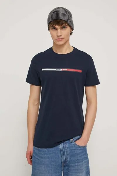 Хлопковая футболка Tommy Jeans, темно-синий