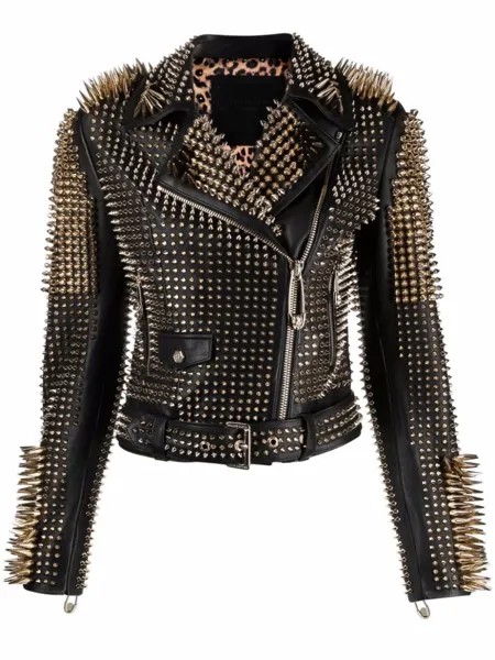 Philipp Plein байкерская куртка с заклепками, черный