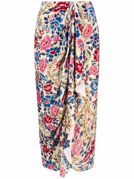ISABEL MARANT юбка миди Bree с цветочным принтом, нейтральный цвет
