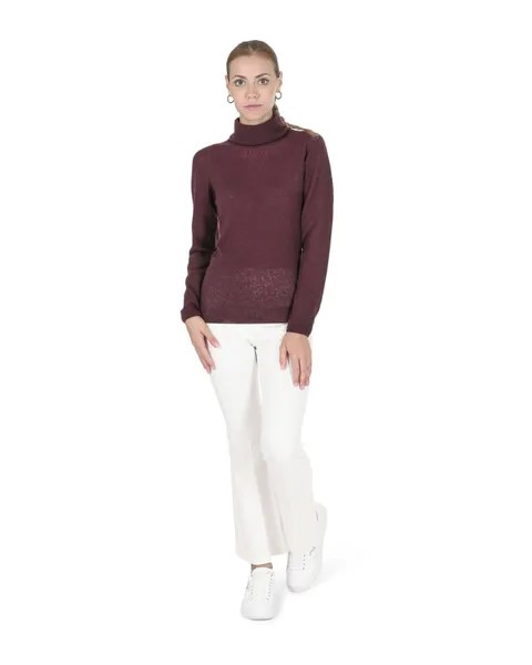 Женский свитер с высоким воротником Coe 0019 бордовый Crown Of Edinburgh Cashmere, бордовый
