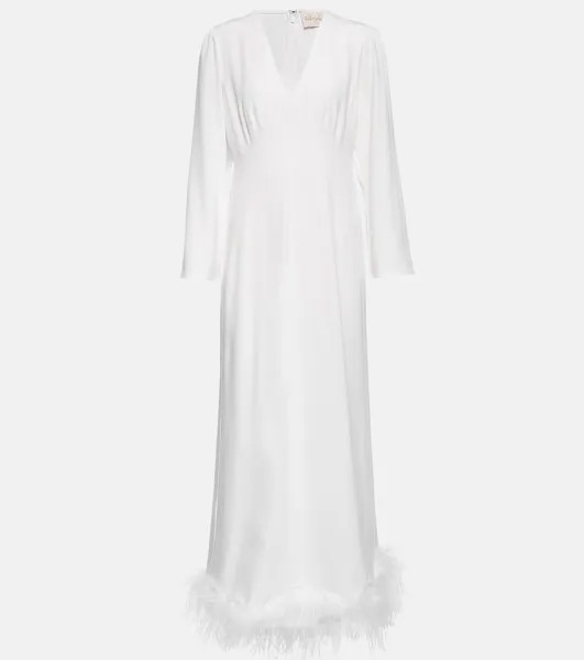 Платье Bridal Mya с отделкой перьями RIXO, белый