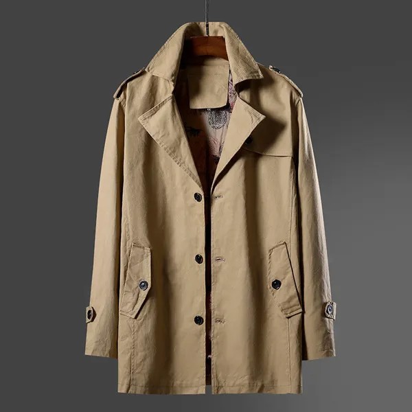Мужской Классический плащ VIANKANI, однотонная ветровка, верхняя одежда в британском стиле, осеннее пальто, размера плюс