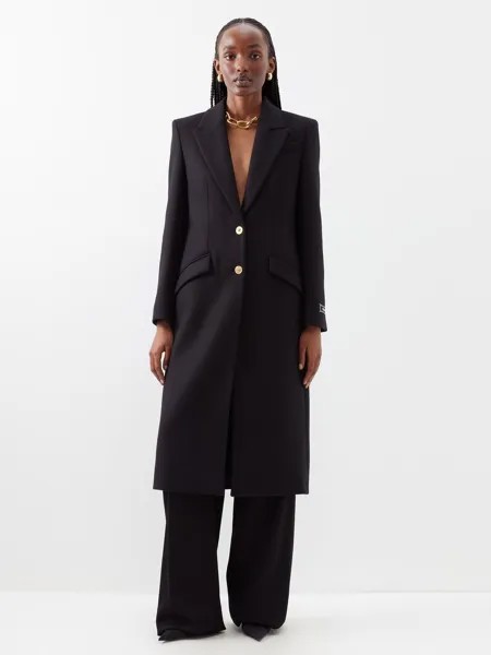 Однобортное пальто из смесовой шерсти Versace, черный