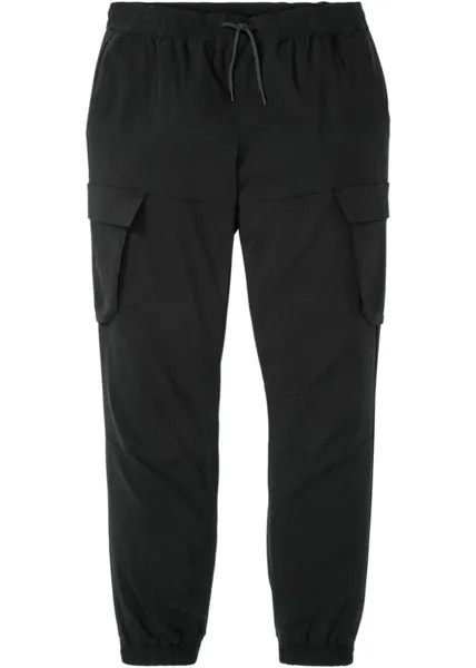 Эластичные брюки без застежки стандартного кроя с прямыми карманами-карго Rainbow, черный