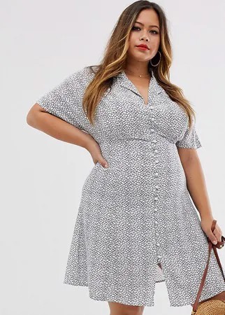 Чайное платье с монохромным принтом Vero Moda Curve-Мульти