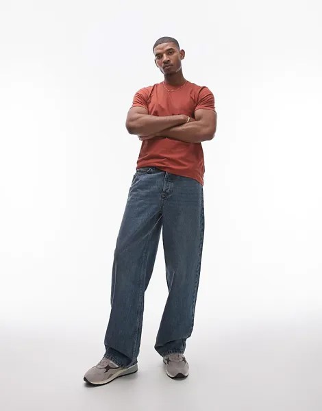 Коричневая футболка классического кроя Topman Essential