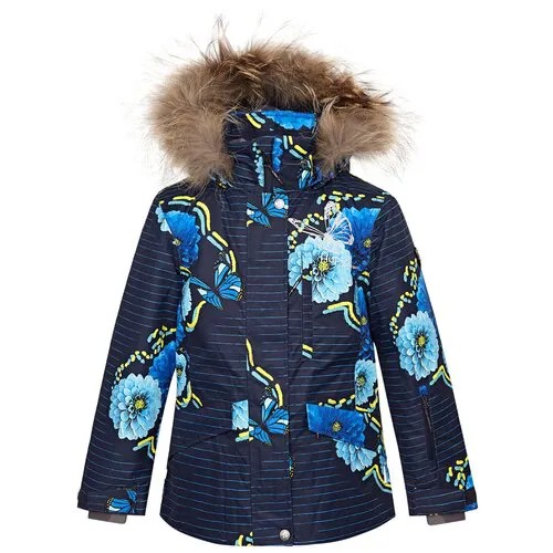 Куртка зимняя Huppa Anne 18180020-01086 01086, тёмно-синий с принтом, размер 146