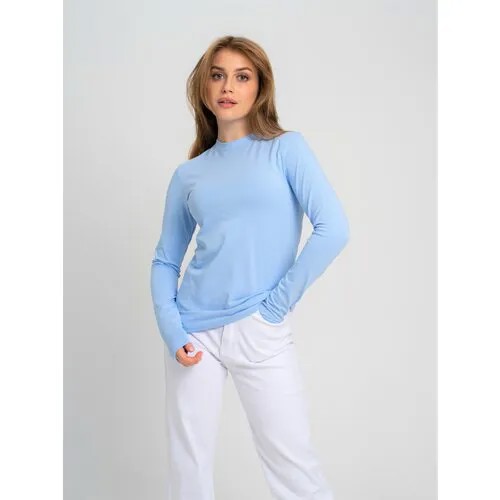 Лонгслив CapsLook, хлопок, дышащий материал, трикотаж, размер 44-46, голубой