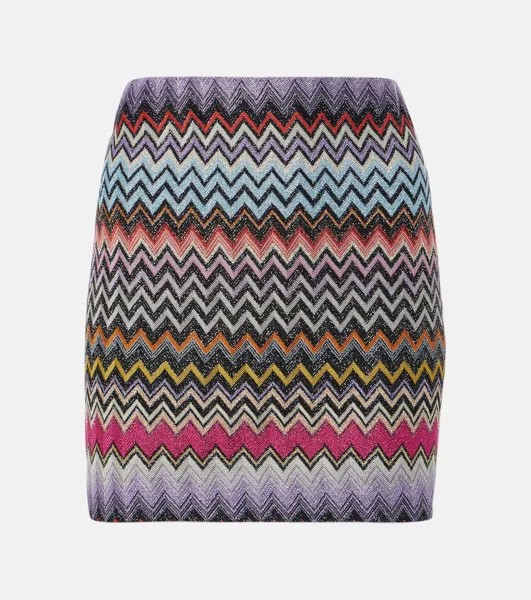 Мини-Юбка из ламе с зигзагом Missoni, мультиколор