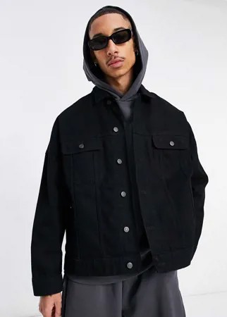 Черная джинсовая oversize-куртка ASOS DESIGN-Черный цвет