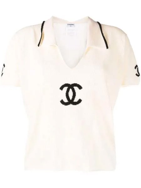 Chanel Pre-Owned футболка 2001-го года с вышитым логотипом