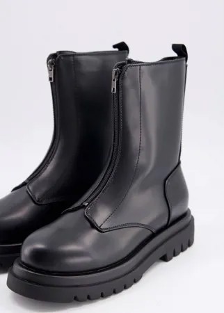 Черные массивные ботинки c молнией спереди Truffle Collection-Черный цвет