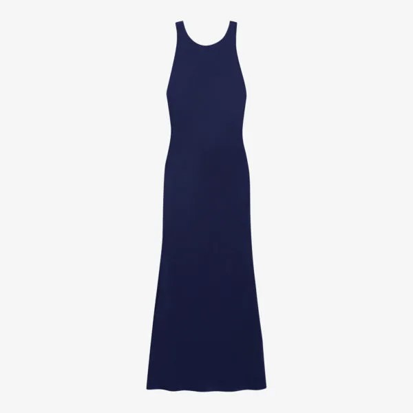 Атласное платье миди без рукавов с круглым вырезом Claudie Pierlot, цвет bleus