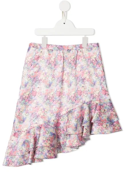MARCHESA NOTTE MINI асимметричная юбка с цветочным принтом