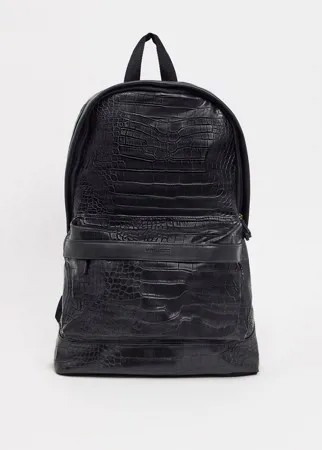 Черный рюкзак с отделкой под кожу крокодила ASOS DESIGN
