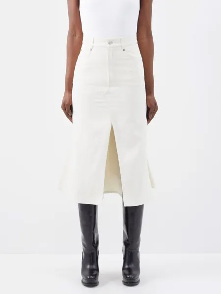 Расклешенная джинсовая юбка миди с разрезом спереди Alexander McQueen, белый