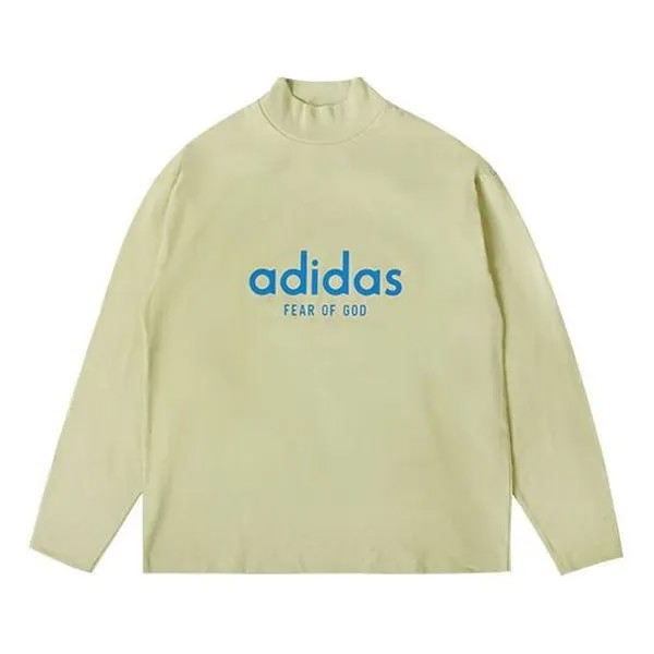 Футболка Men's adidas x Fear of God Crossover Alphabet Logo Round Neck Long Sleeves Autumn Green T-Shirt, зеленый