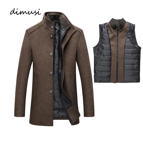 DIMUSI Мужская зимняя теплая куртка, парка, пальто для мужчин, модная осенняя одежда, ветрозащитная шерстяная тонкая Регулируемая жилетка, парки, мужская одежда
