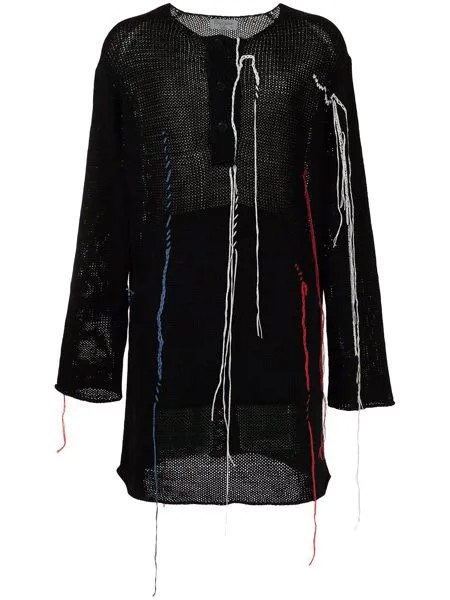 Yohji Yamamoto удлиненный джемпер с декоративной строчкой