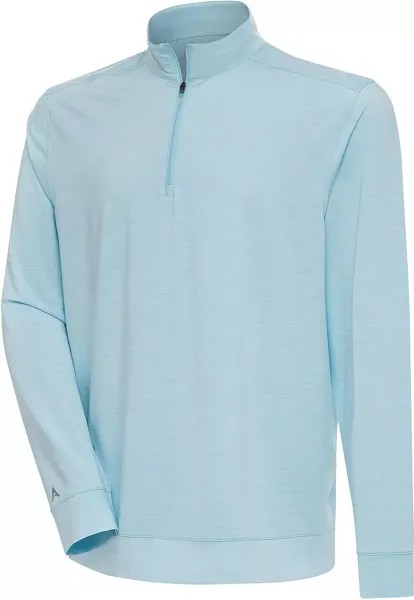 Мужской яркий пуловер для гольфа Antigua с воротником-стойкой и молнией 1/4, голубой
