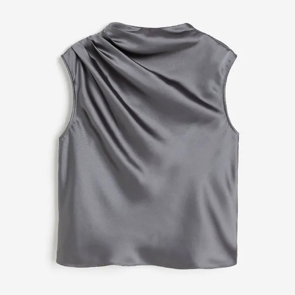 Блузка H&M Draped Satin, серый