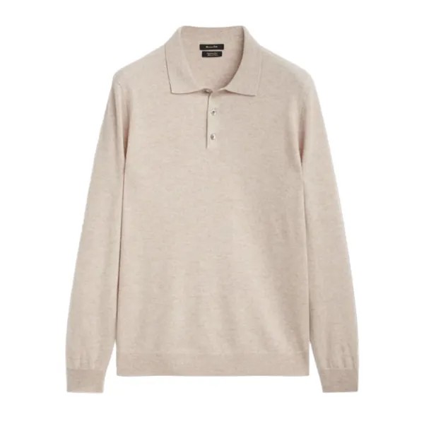 Свитер-поло Massimo Dutti Wool And Cashmere Blend Knit, бежевый
