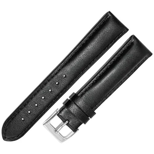 Ремешок 1070-182-162 Черный кожаный ремень для женских наручных часов из натуральной кожи 18 х16 мм М матовый гладкий