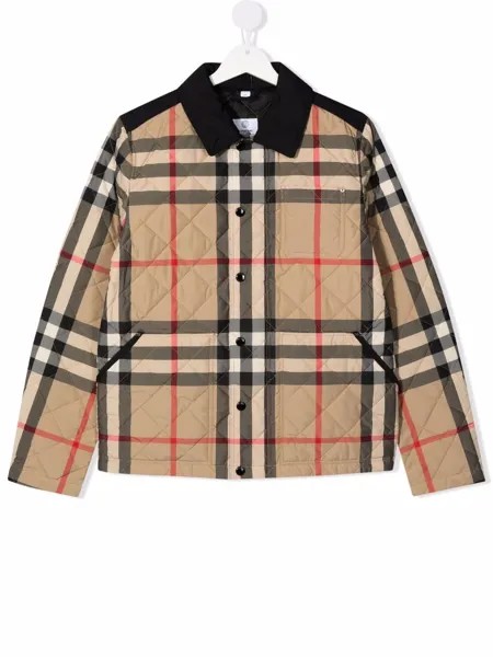 Burberry Kids стеганая куртка в клетку Vintage Check