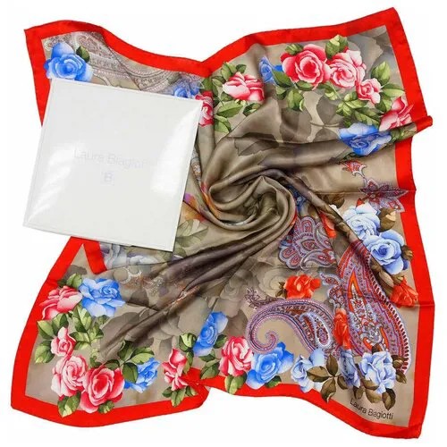 Женский платок с цветами и с алым кантом Laura Biagiotti 821557