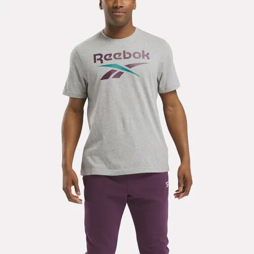 Футболка спортивная Reebok, размер XXL, серый/фиолетовый