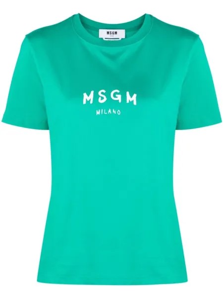 MSGM футболка с логотипом, зеленый