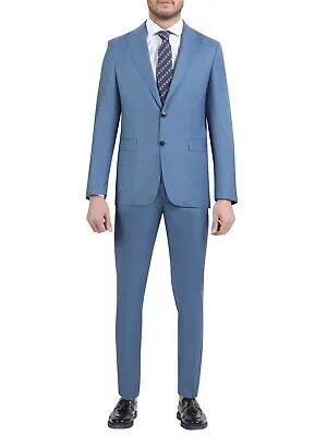 Голубой костюм Dinucci из смесовой шерсти с острыми лацканами из ступенчатой ткани