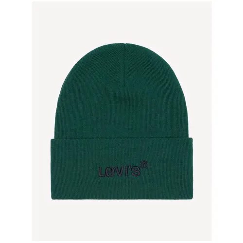 Шапка LEVI`S Wordmark Beanie D5548-0008 мужская, цвет зелёный, размер OS