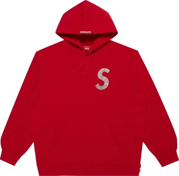 Толстовка Supreme x Swarovski S Logo Hooded Sweatshirt 'Red', красный