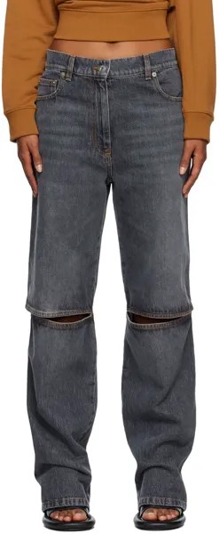 Серые зауженные джинсы до колена с вырезом JW Anderson
