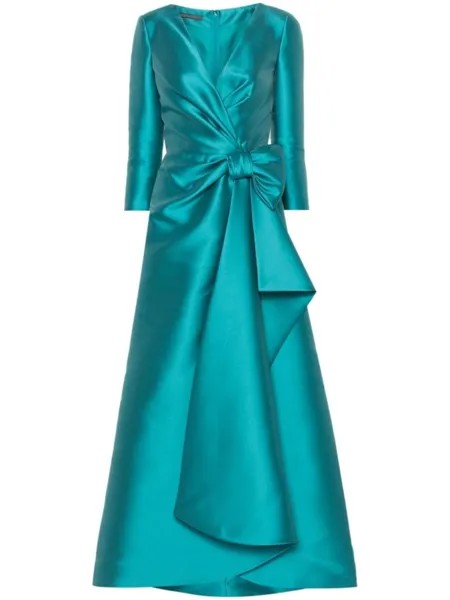 Alberta Ferretti платье макси с бантом, синий