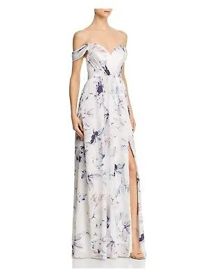 BARIANO Женское белое вечернее платье-футляр полной длины с разрезами и открытыми плечами XS