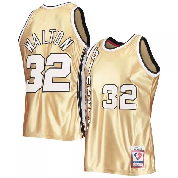 Мужская майка Mitchell & Ness Bill Walton Gold Portland Trail Blazers 75th Anniversary 1976-77 Hardwood Classics Swingman Jersey