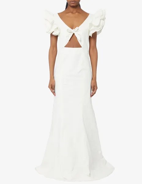 Плиссированное платье макси с v-образным вырезом Rotate, белый
