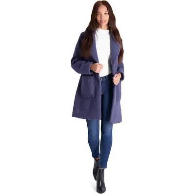 Женское синее пальто из искусственного меха French Connection с лацканами Тедди, верхняя одежда XL BHFO 6822