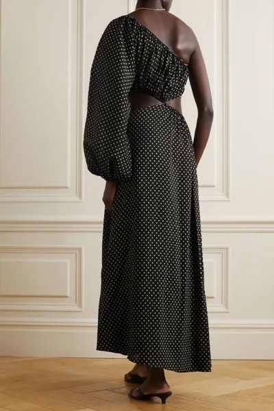 MATTEAU Платье макси асимметричного кроя в горошек из смеси хлопка и шелка, черный
