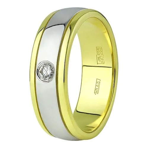 Кольцо обручальное Юверос, комбинированное золото, 585 проба, бриллиант, размер 16.5